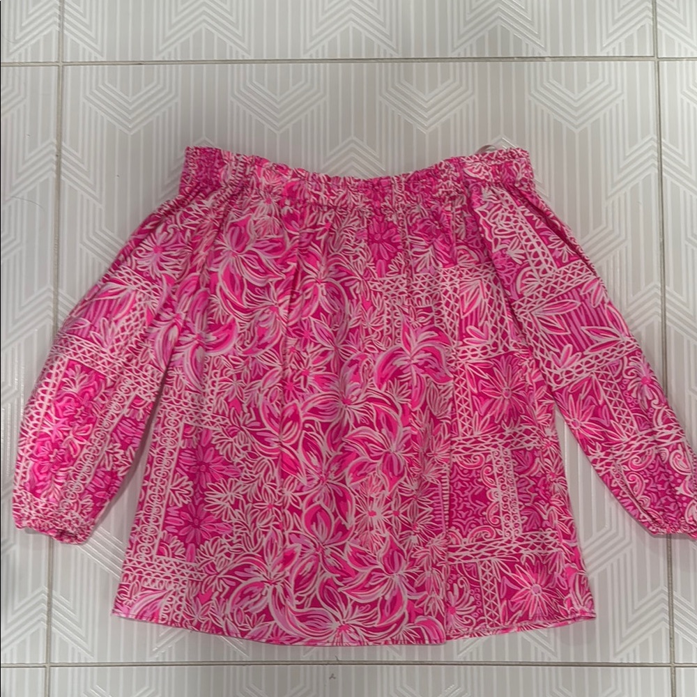Lily Pulitzer Pink Off-Shoulder Floral Blouse